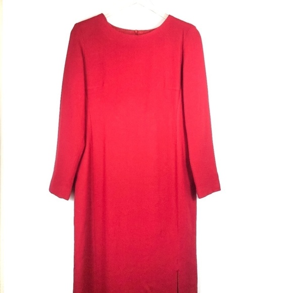 JG Hook Vintage Long Sleeve Wool Red Dress - Picture 1 of 4